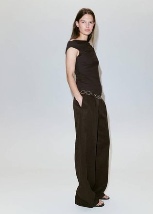 Mango Maglietta asimmetrica increspata cioccolato - Donna - XXL - MANGO
