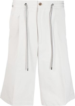 Corneliani drawstring-waist chino shorts - men - Cashmere/Cotton/Cotton - 56 - Neutrals