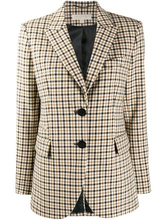 Michael Michael Kors checked blazer - women - Polyester/Polyester/Spandex/Elastane/Wool - 6 - Brown