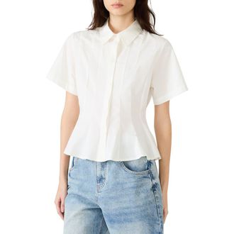Steve Madden Porter Pleat Button-Up Shirt in White at Nordstrom, Size X-Small