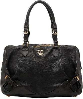 MCM Pre-owned Handbags, female, Black, Size: ONE SIZE Pre-owned Leather Handbag