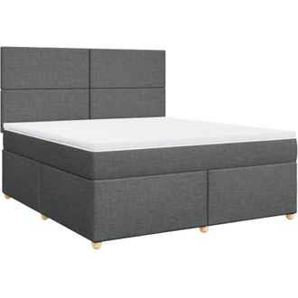 vidaXL Vidaxl - Cama Box Spring Con Colch&oacute;n Tela Gris Oscuro 180x200 Cm