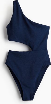H&M Badeanzug mit wattierten Cups und High Leg - Blue