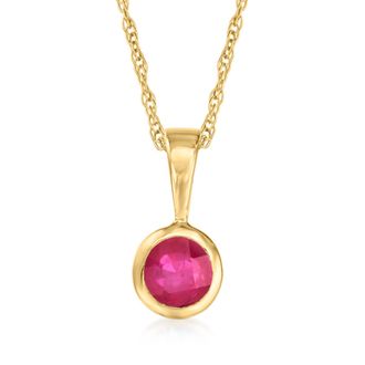 RS Pure by Ross-Simons Ruby Pendant Necklace in 14kt Yellow Gold