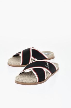 Christian Louboutin Canvas Criss Cross Slides with Rope Detail size 40