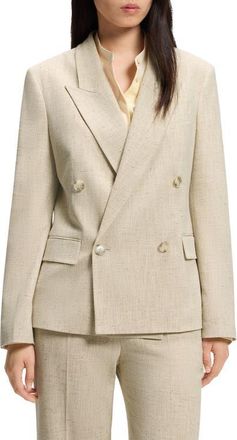 BOSS Jaleto Double Breasted Slub Jacket in Tortoise Shell Melange at Nordstrom, Size 10