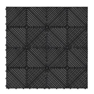 MonsterShop Vented Garage Floor Tiles x 225 With Edges - Black