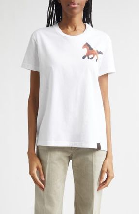 Stella McCartney Watercolor Horse Graphic T-Shirt in Pure White at Nordstrom, Size X-Small