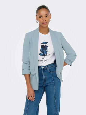 Only Longblazer ONLY ONLEVI LIFE 3/4 LOOSE BLAZER CC TLR, Damen, Gr. 36, blau (arona), Obermaterial: 95% Polyester, 5% Elasthan, unifarben, loose fit, Blaz