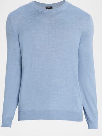 Ermenegildo Zegna Mens Melange Fine Knit Crewneck Sweater