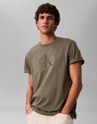 Calvin Klein Jeans T-shirt verde oliva con monologo