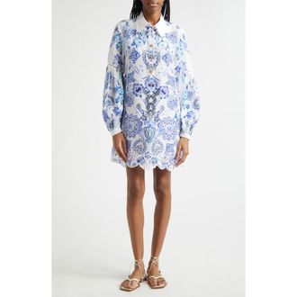 Camilla All About That Lace Long Sleeve Linen & Silk Shirtdress at Nordstrom, Size X-Large