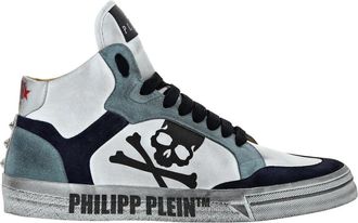 Philipp Plein High Top Sneakers Retrokickz - unisex - Sneakers - Blauw - 35 EU - Leer - Schoenen