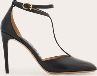 Ferragamo Women T-strap stiletto pump Black Size 10.5