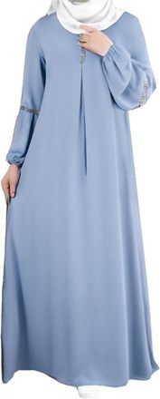 Generic HOOUDO Kaftan Dresses for Women UK Muslim Robes for Women Turkish Loose Muslim Dress Muslim Outfits Turkey Full Cover Hijab Dress Batwing Long Sleeve 