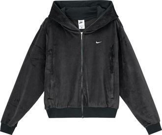 Nike (WMNS) Nike Sportswear Chill Knit Full-Zip Velvet Hoodie Asia Sizing Black HJ0958-010
