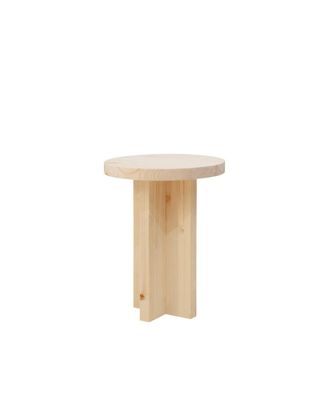 Deco Wood Taburete de madera maciza en tono natural de 35x45cm