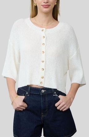 Blu Pepper Three-Quarter Sleeve Cardigan in Ivory at Nordstrom Rack, Size Medium