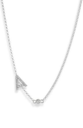 Meshmerise Bezel Diamond Initial Chain Necklace - 0.2ct. in White-A at Nordstrom Rack