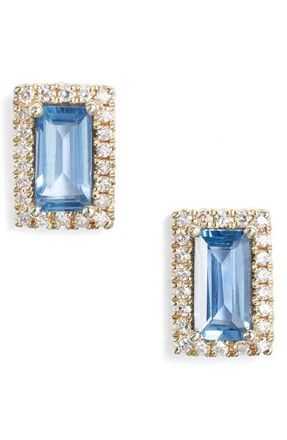 Meira T Blue Sapphire & Diamond Stud Earrings in Yellow/blue at Nordstrom