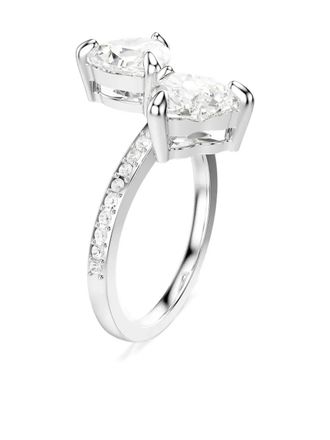 Swarovski crystal-embellished ring - women - Zirconia/Crystal - 55 - Silver
