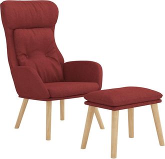vidaXL Sill&oacute;n De Relax Con Taburete Tela Rojo Tinto Vidaxl