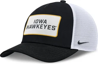 Nike Iowa Sideline Gameday Rope Nike Unisex College Trucker Adjustable Hat in Black | NC97093NIA-Z6W