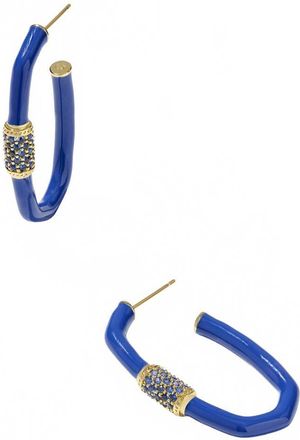 Kendra Scott Womens Emery Large Enamel Hoop Earrings In Gold/cobalt Mix