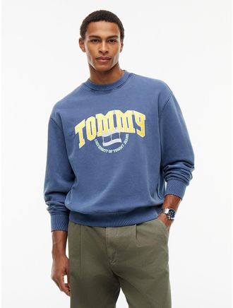 Tommy Hilfiger Mens Tommy Jeans Garment-Dyed Sweatshirt - Dark Blue - XXL