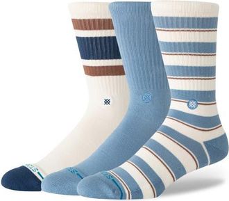 Stance Striped Assorted 3-Pack Socks in Blue at Nordstrom, Size Large