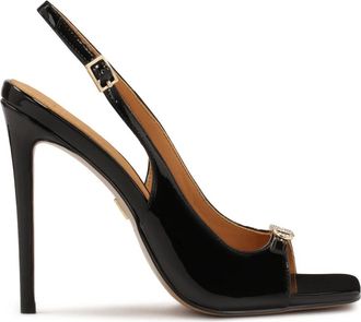 Kazar Zwarte gelakte sandalen met uitgesneden bovendeel - Dames - Sandalen met hakken - Zwart - 35 EU - Leer - Schoenen