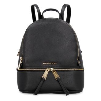 Michael Kors Backpacks, female, Black, Size: ONE SIZE Rhea Medium Leather Backpack