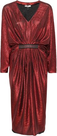 Nissa draped shimmer midi dress - women - Polyester/Spandex/Elastane - 36 - Red