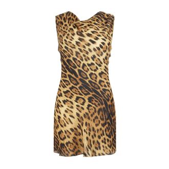 Roberto Cavalli Silk Mini Dress With Jaguar Skin Print