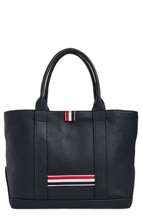 Thom Browne Small Tool Pebbled Leather Tote in Navy at Nordstrom