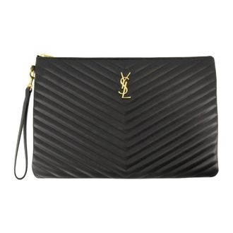 Saint Laurent Clutches, female, Black, Size: ONE SIZE Pochette Cassandre Large