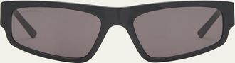 Balenciaga Logo Acetate Rectangle Sunglasses