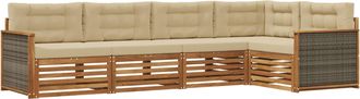 vidaXL Conjunto De Sof&aacute;s De Exterior 5 Uds. Natural Y Beige Vidaxl