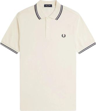 Fred Perry Gestreepte Trim Katoenen Polo Shirt - Heren - Polos - Beige - M - Katoen - Tops
