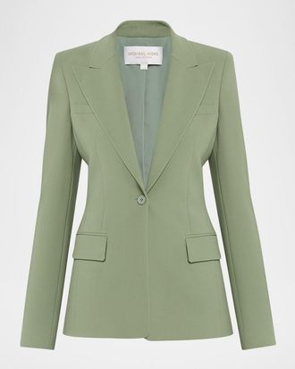 Michael Kors Georgina One-Button Stretch Wool Blazer