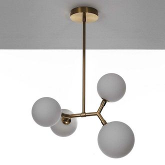 Oresteluchetta L&aacute;mpara De Techo Moderna De Lat&oacute;n Mate Con Esferas De Vidrio Blanco Lily