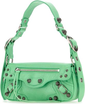 Balenciaga Womens Le Cagole Sling Xs Shoulder Bag Green Lamb