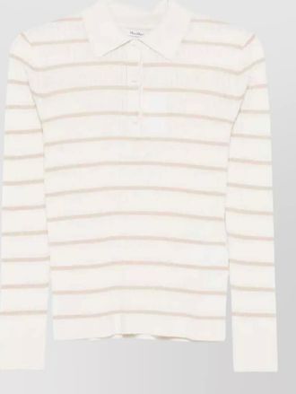Max Mara striped long sleeve polo cashmere silk knit