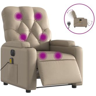 vidaXL Sill&oacute;n Reclinable De Masaje El&eacute;ctrico Cuero Sint&eacute;tico Capuchino Vidaxl