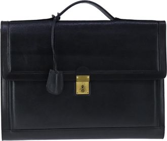 Bally Black Leather Briefcase Bag (Pre-Owned)