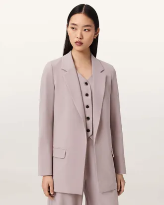 AllSaints Main: 63% Polyester, 33% Viscose, 4% Elastane Aleida Lightweight Tri Blazer, Size: UK 14/US 10