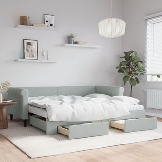 vidaXL Vidaxl - Sof&aacute; Cama Nido Con Cajones Terciopelo Gris Claro 90x200 Cm