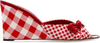 Jimmy Choo London Livi Wedge 85 - Dames - Sleehakken - Rood - 37 1/2 EU - Katoen - Schoenen