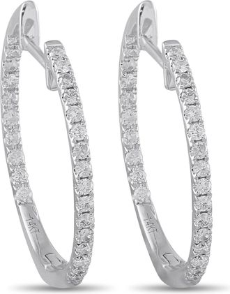 Luxury Bazaar 14K White Gold 0.50ct Diamond Inside-Out Hoop Earrings AER9832R