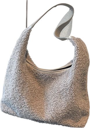 Generic Womens Plush Bags Women Plush Shoulder Bag Cute Fluffy Tote Handbag Large Capacity Soft Top Handle Fuzzy Purse For Autumn Winter(Grey)
